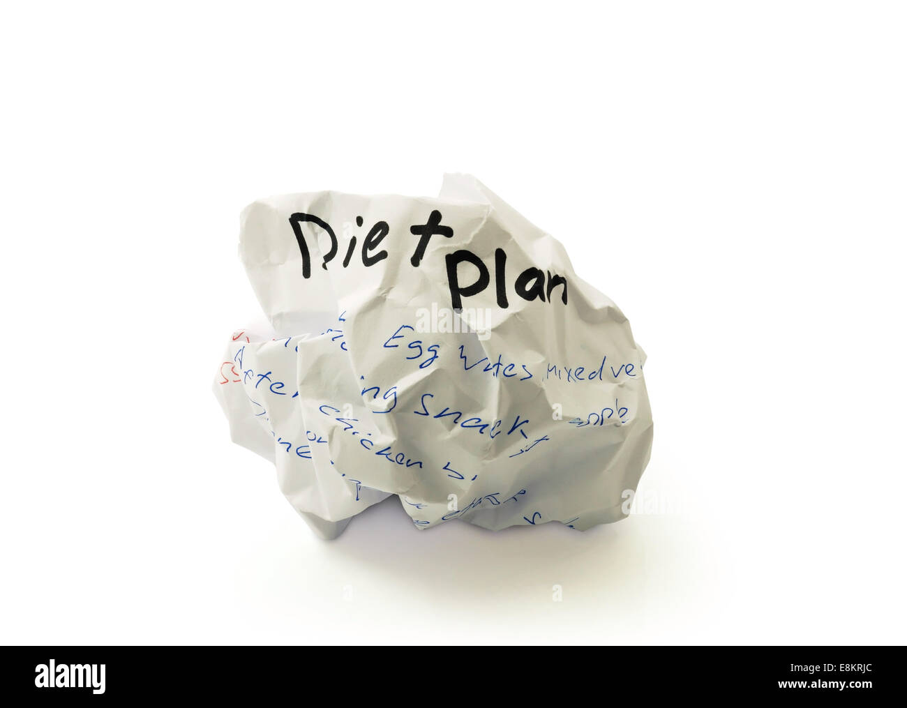 Zerknittertes Papier Ball mit den Worten-Diät-plan Stockfoto