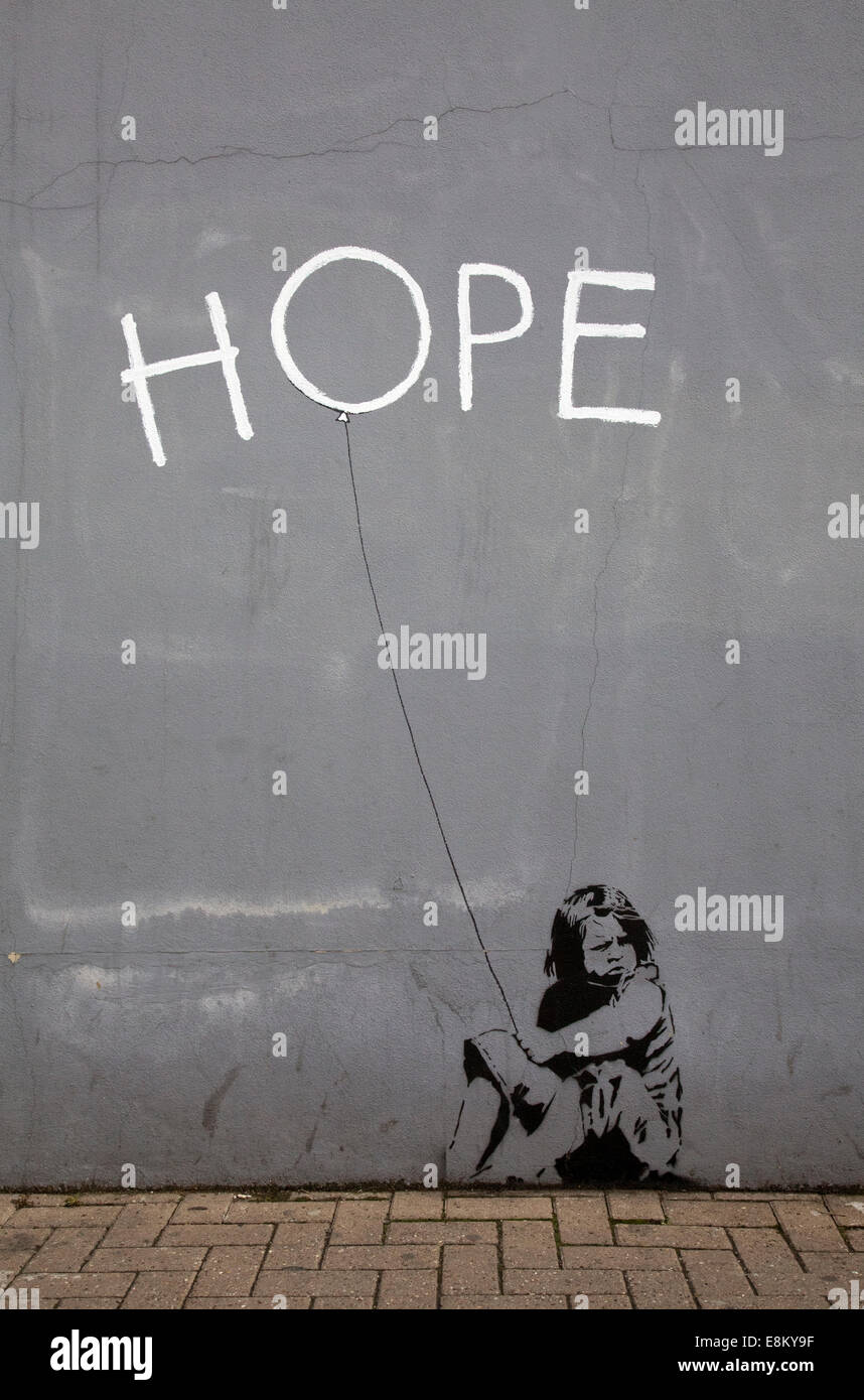 London, UK. 10. Oktober 2014. Angebliche Banksy Wandbild 'Hope' an Wand in Northcote Road - London-UK-Credit: M.Sobreira/Alamy Live News Stockfoto
