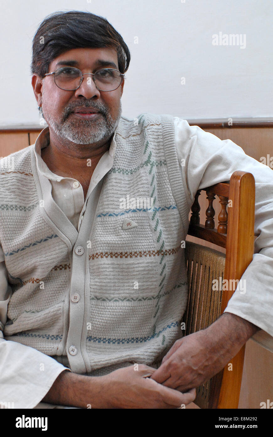 Indien Rajasthan, Bal Ashram für gerettete Kind Hilfsarbeiter, Menschenrechtler Kailash Satyarthi, Gründer und Leiter der NGO-BBA/SACCS, die für die Rechte der Kinder und gegen Kinderarbeit, wurde er 2014 mit dem Nobelpreis ausgezeichnet, Bilder, November 2006 Stockfoto