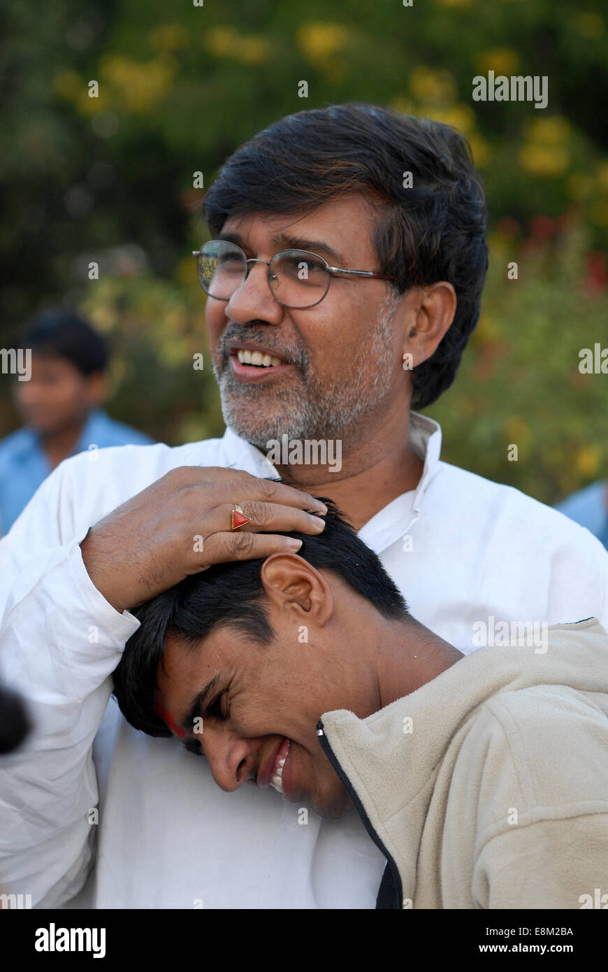 Indien Rajasthan, Bal Ashram für gerettete Kind Hilfsarbeiter, Menschenrechtler Kailash Satyarthi, Gründer und Leiter der NGO-BBA/SACCS, die für die Rechte der Kinder und gegen Kinderarbeit, wurde er 2014 mit dem Nobelpreis ausgezeichnet, Bilder, November 2006 Stockfoto