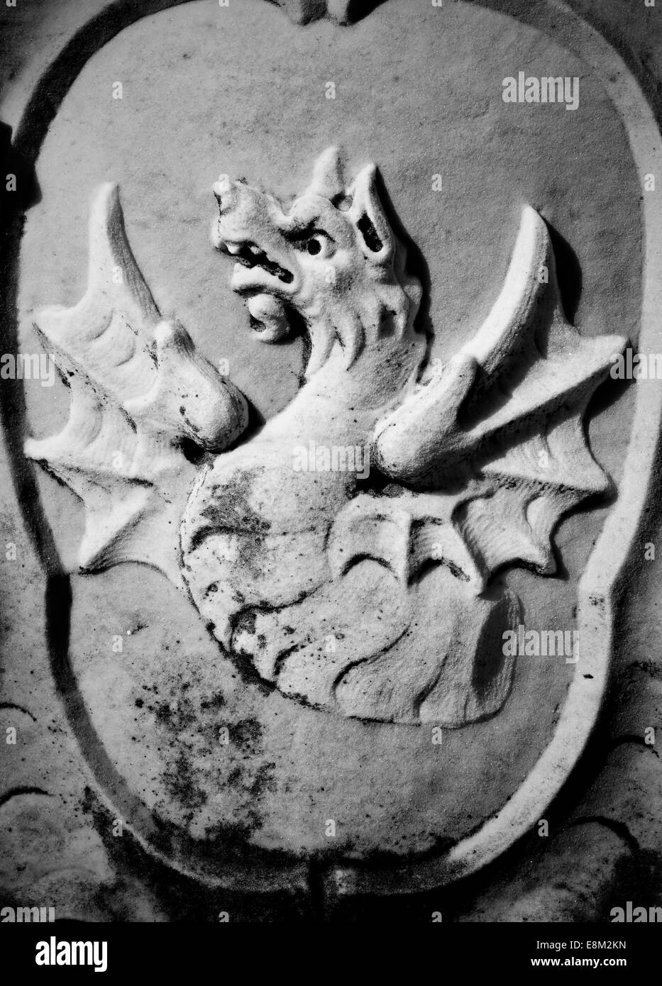Bas-Relief Darstellung eines Drachens Stockfoto