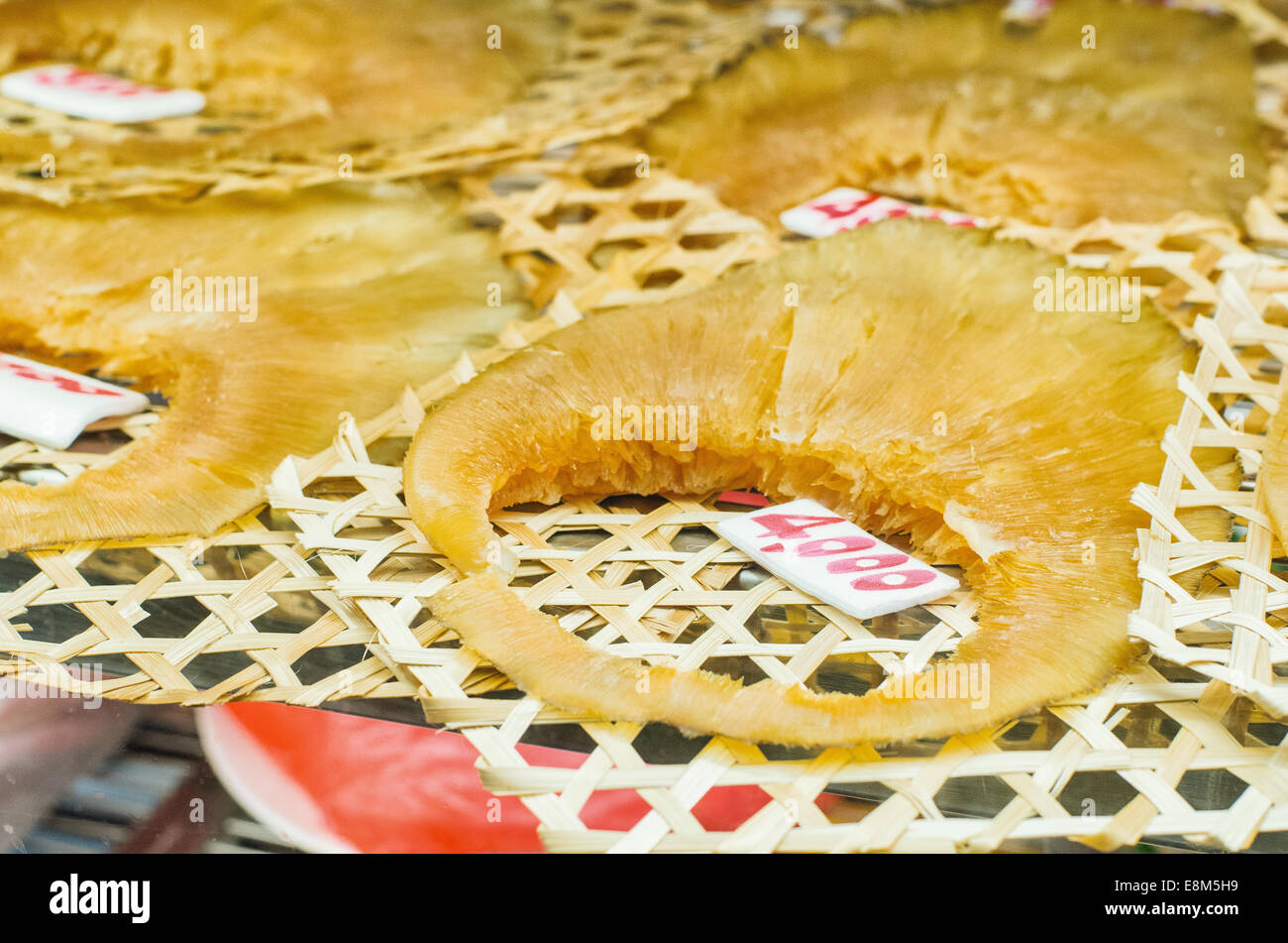 Haifischflosse in Bangkok Chinatown Restaurant. Stockfoto