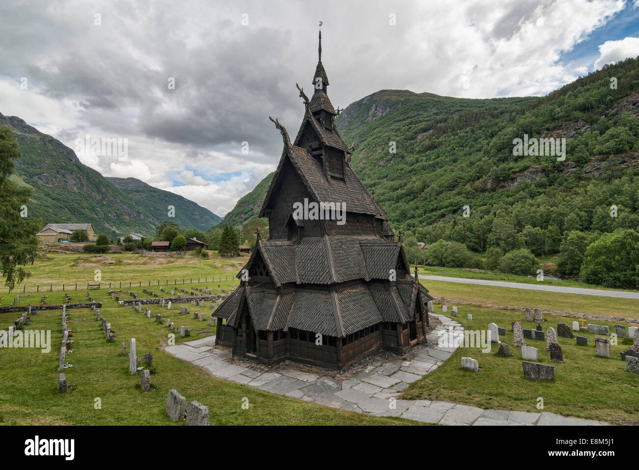 Borgund Stabkirche ist eine Stabkirche befindet sich im Dorf von Borgund, Norwegen Stockfoto