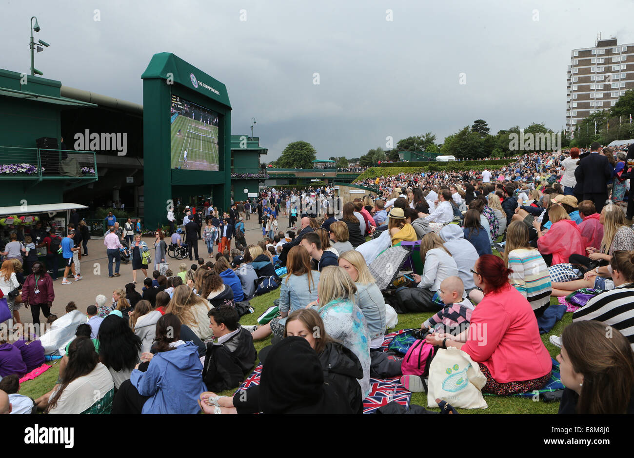 Zuschauer auf Mount Murray bei den Wimbledon Championships 2014, Stockfoto