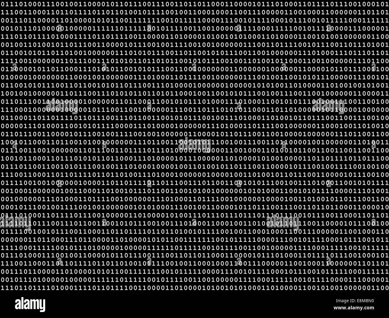 Flache Binärcode Bildschirm schwarz Stockfoto