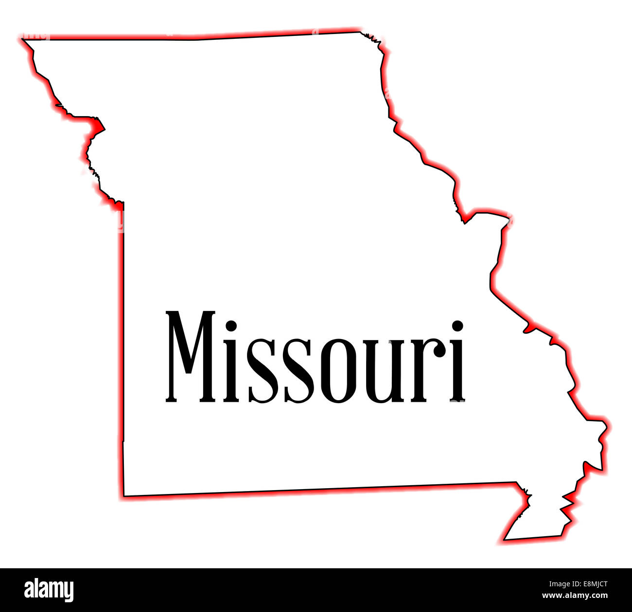 Der Umriß des Staates Missouri Stockfoto