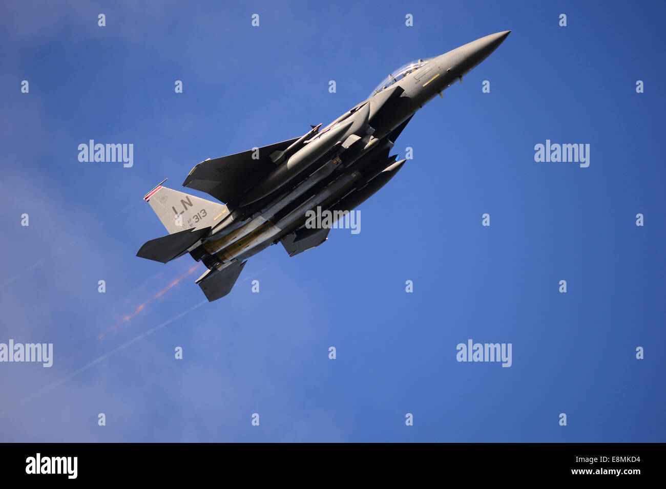 23. September 2013 - fliegt A US Air Force F-15E Strike Eagle Flugzeug über Bodo Main Air Station, Norwegen, während Arktis Chall Stockfoto