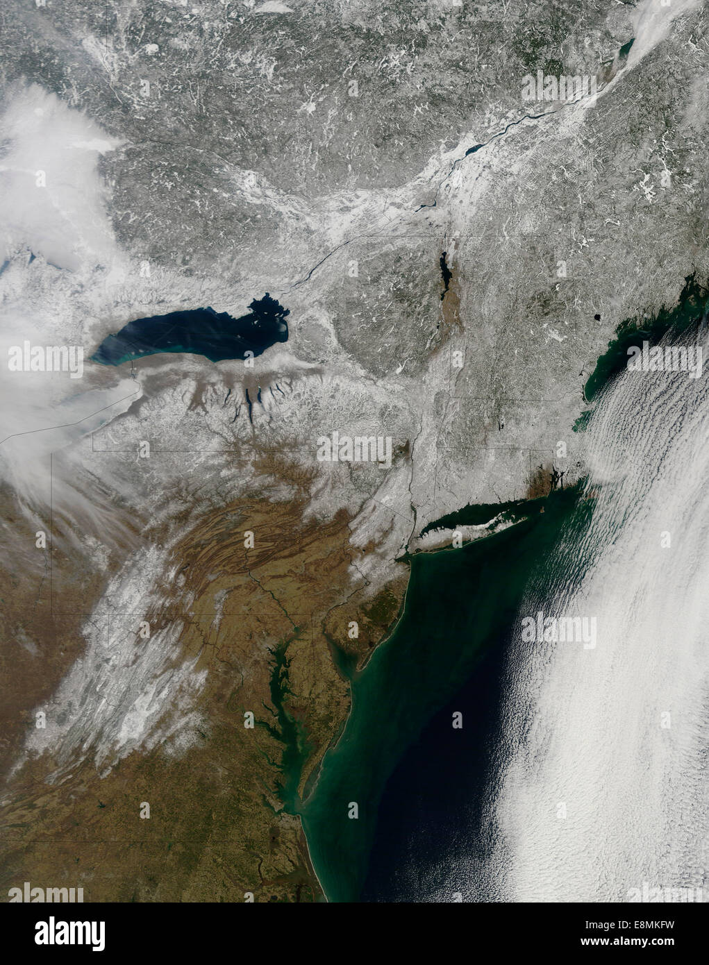 9. März 2013 - Schneedecke über den Nordosten der Vereinigten Staaten, von West Virginia in Kanada, und von der Wester Stockfoto