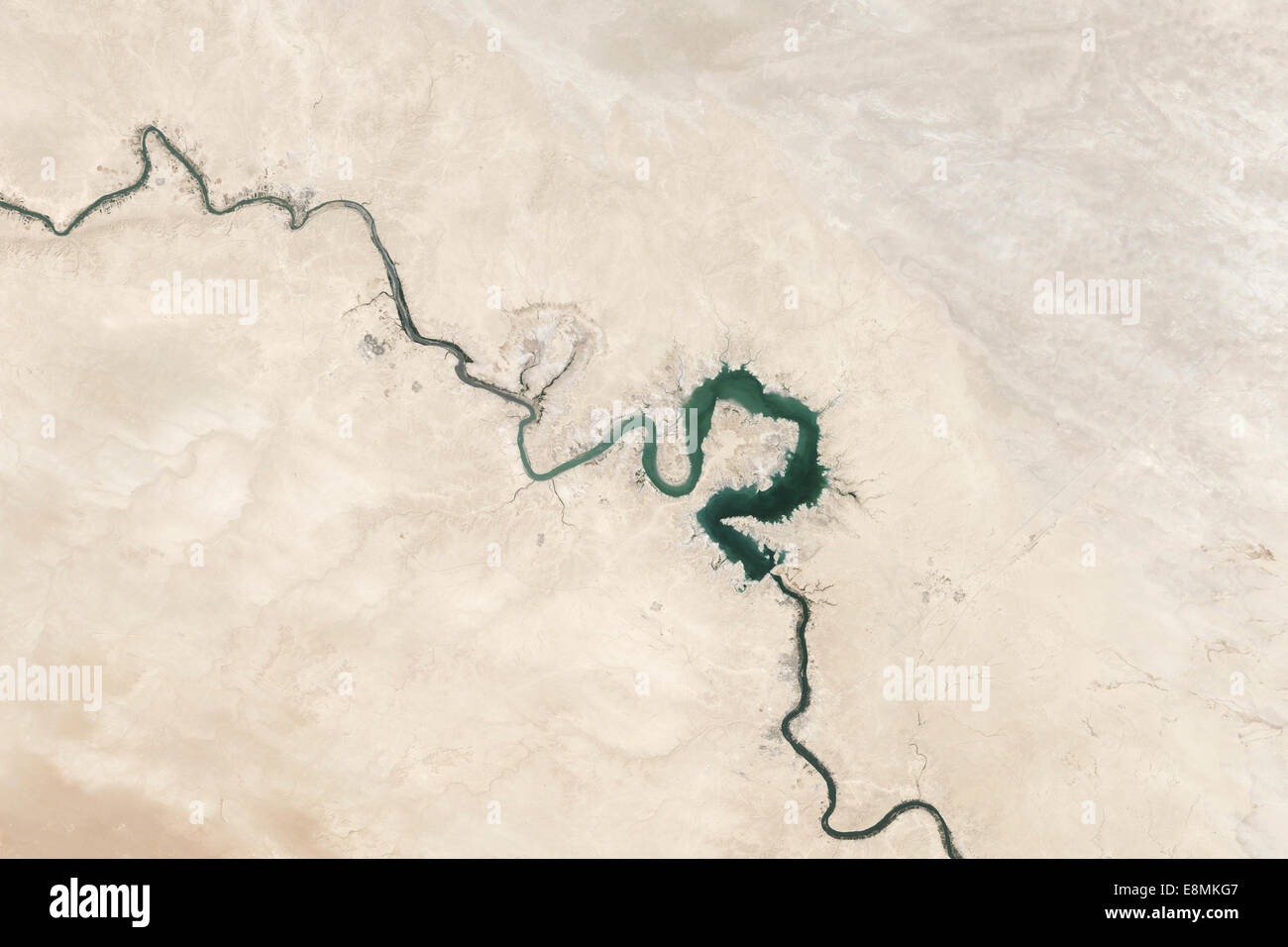 15. September 2009 - natürliches Farbbild Qadisiyah Reservoir im Irak. Stockfoto