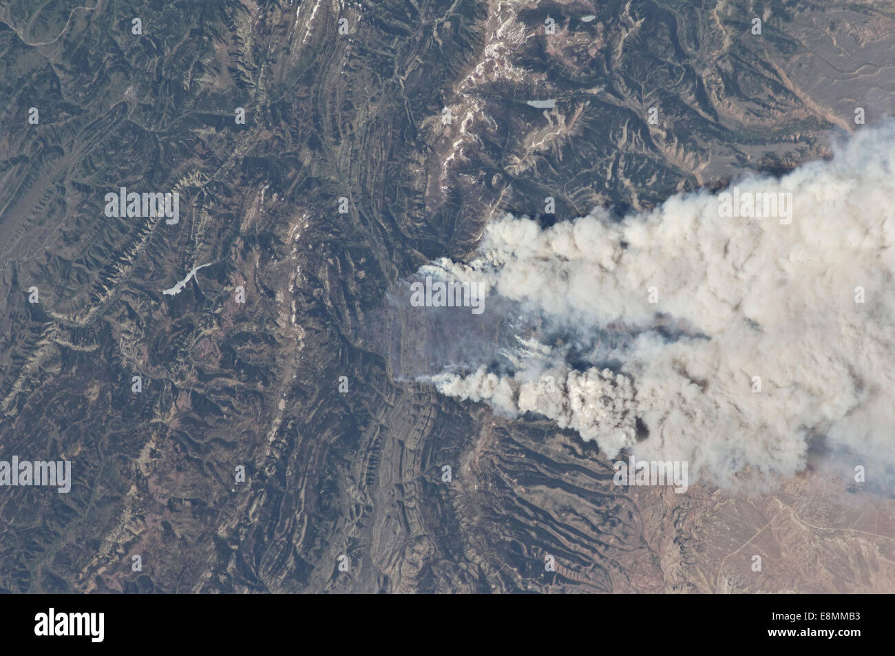 27. Juni 2012 - Blick aus dem Weltall die Fontenelle Feuer brennt in Wyoming. Stockfoto