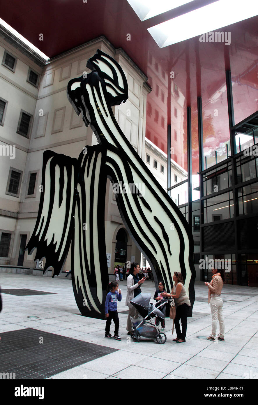 Familienausflug, Pinselstrich von Roy Lichtenstein im Reina Sofia Museum zu sehen. Stockfoto