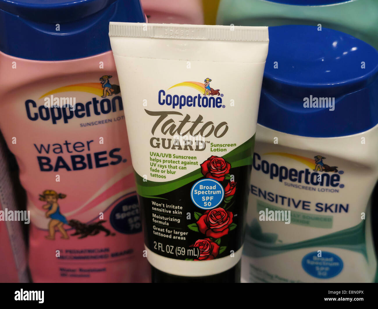 Wand, Medikament, Coppertone Skincare Produkte, South Dakota, USA Stockfoto