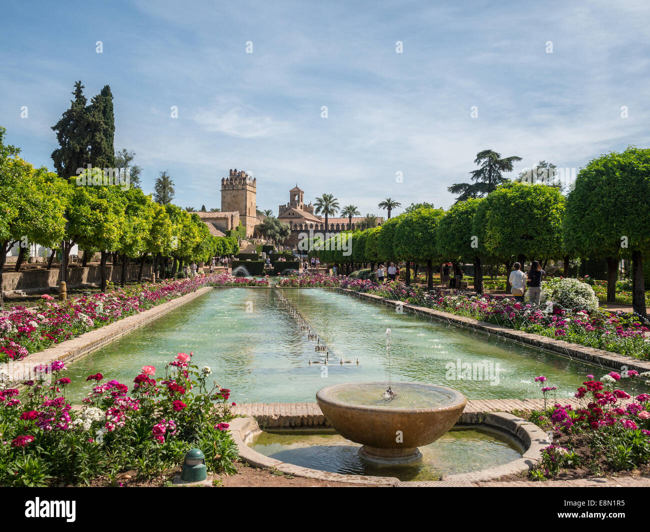 Gärten von Alcazar de Los Reyes Cristianos, Cordoba Stockfoto