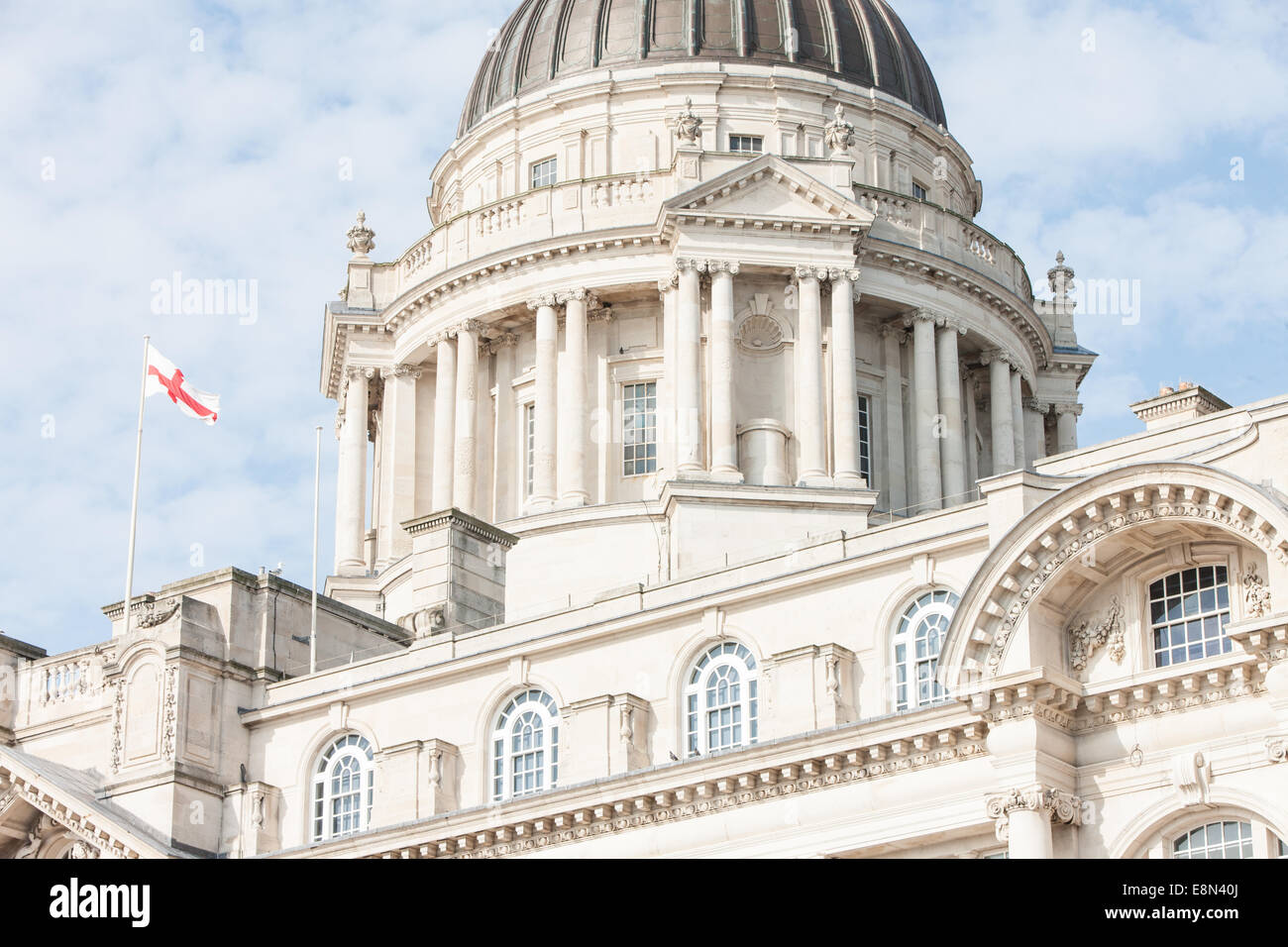 Royal Liver Building und Cunard Building, Port of Liverpool Building.Three Graces Gebäude am Wasser Fluss Mersey, Liverpool. Stockfoto