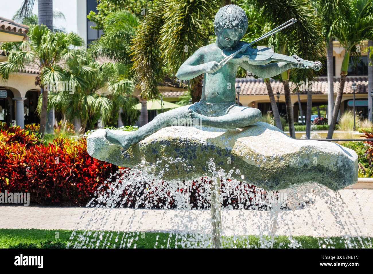 Delray Beach Florida, West Atlantic Avenue, Atlantic Plaza, Brunnen, Skulptur, FL140523016 Stockfoto