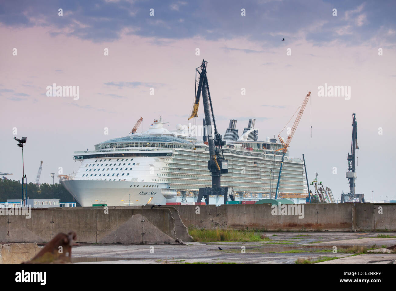 Kreuzfahrtschiff MS Oasis von der Meere von Royal Caribbean Cruises Ltd in einem Trockendock in der Keppel Verolme Hof Rotterdam-Niederlande Stockfoto