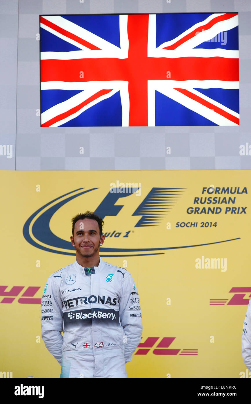 Sotschi, Russland. 12. Oktober 2014. Motorsport: FIA Formel 1 Weltmeisterschaft 2014, Grand Prix von Russland, #44 Lewis Hamilton (GBR, Mercedes AMG Petronas F1 Team), Credit: Dpa picture-Alliance/Alamy Live News Stockfoto