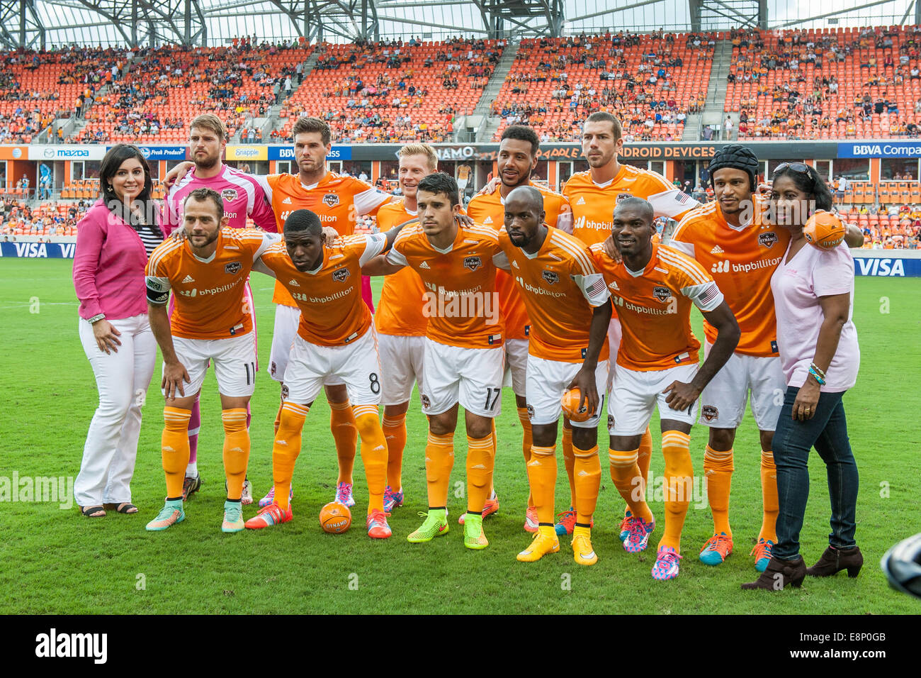 Houston, Texas, USA. 12. Oktober 2014. Houston Dynamo-Startformation posiert vor einem MLS-Spiel zwischen den Houston Dynamo und DC United BBVA Compass-Stadion in Houston, TX am 12. Oktober 2014. Bildnachweis: Trask Smith/ZUMA Draht/Alamy Live-Nachrichten Stockfoto