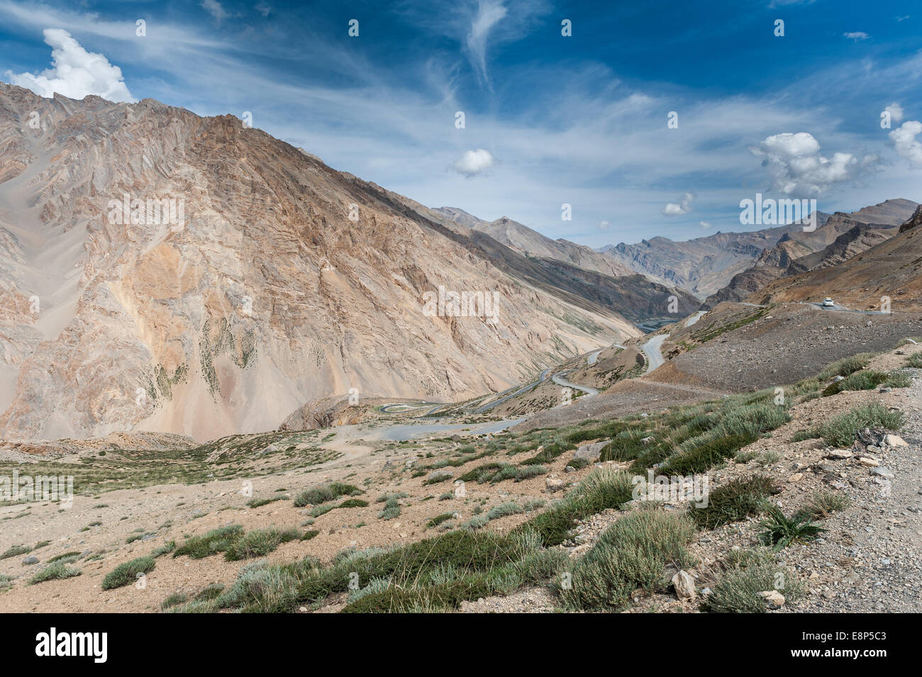 Ghata Schleife, Landschaft auf Leh Manali Autobahn Stockfoto