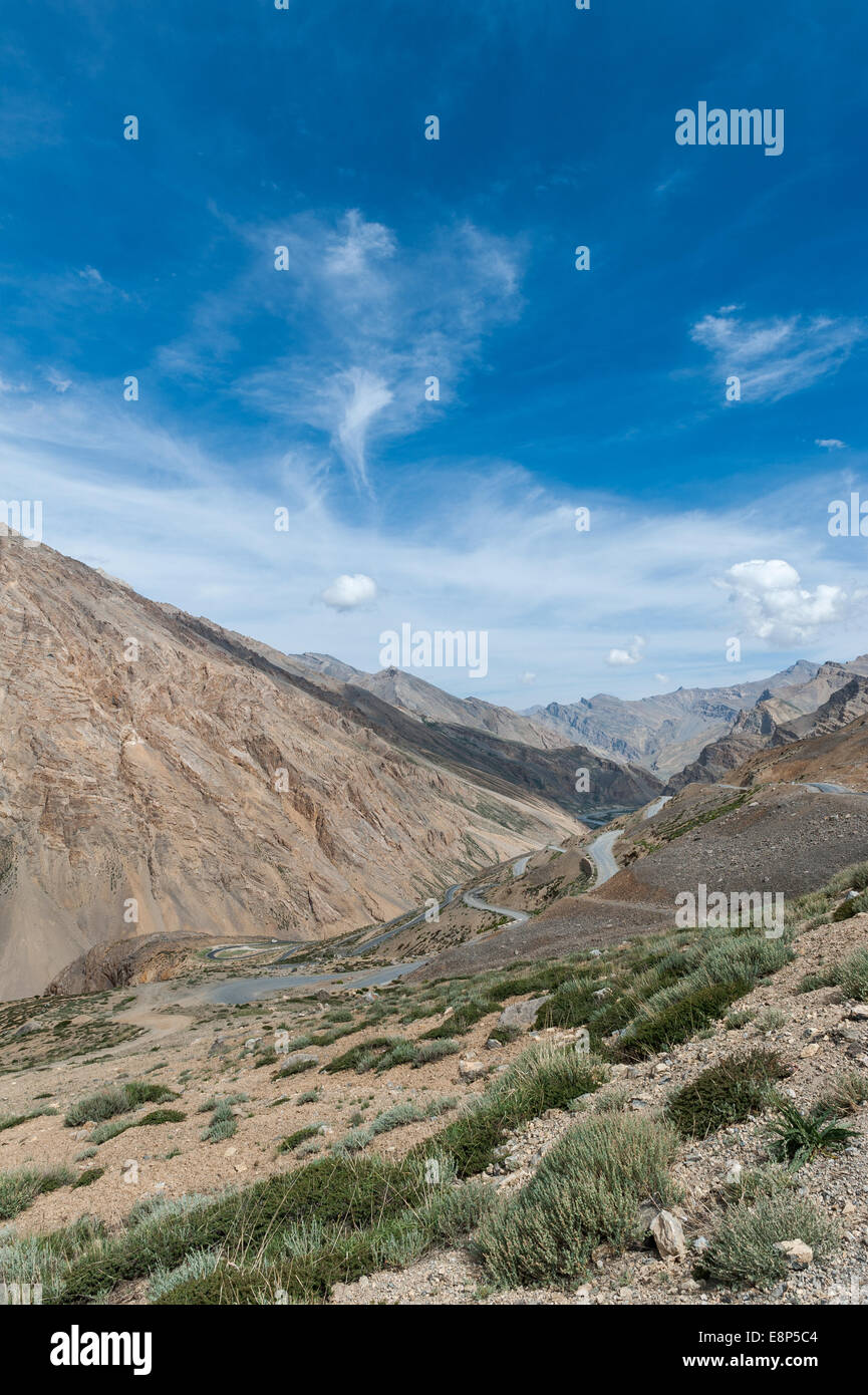 Ghata Schleife, Landschaft auf Leh Manali Autobahn Stockfoto