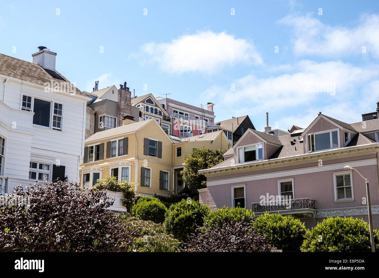 Häuser in Pacific Heights, San Francisco Stockfoto