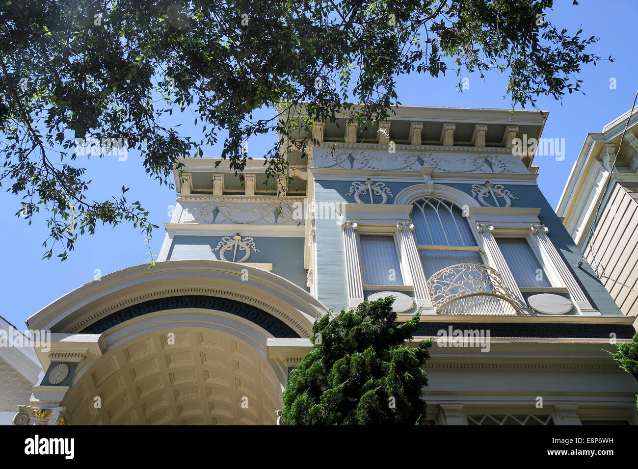 Detail von einem viktorianischen Haus in Lower Pacific Heights, San Francisco, Kalifornien, USA, Nordamerika Stockfoto