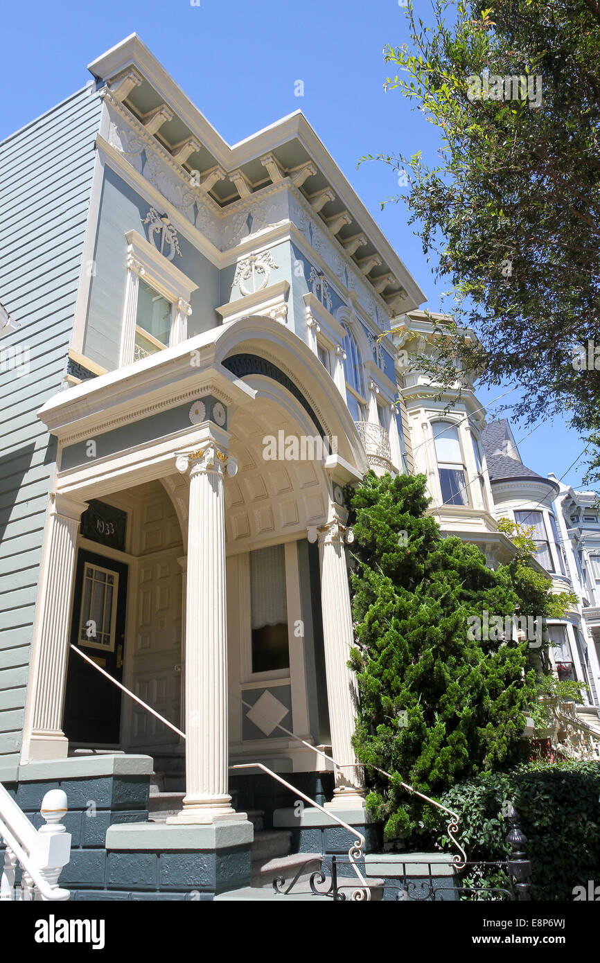 Viktorianische Architektur, Lower Pacific Heights, San Francisco, Kalifornien Stockfoto