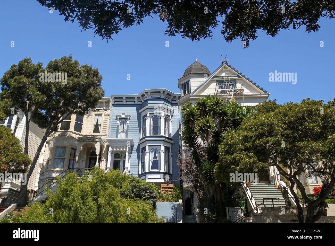 Viktorianische Architektur, Lower Pacific Heights, San Francisco, Kalifornien Stockfoto