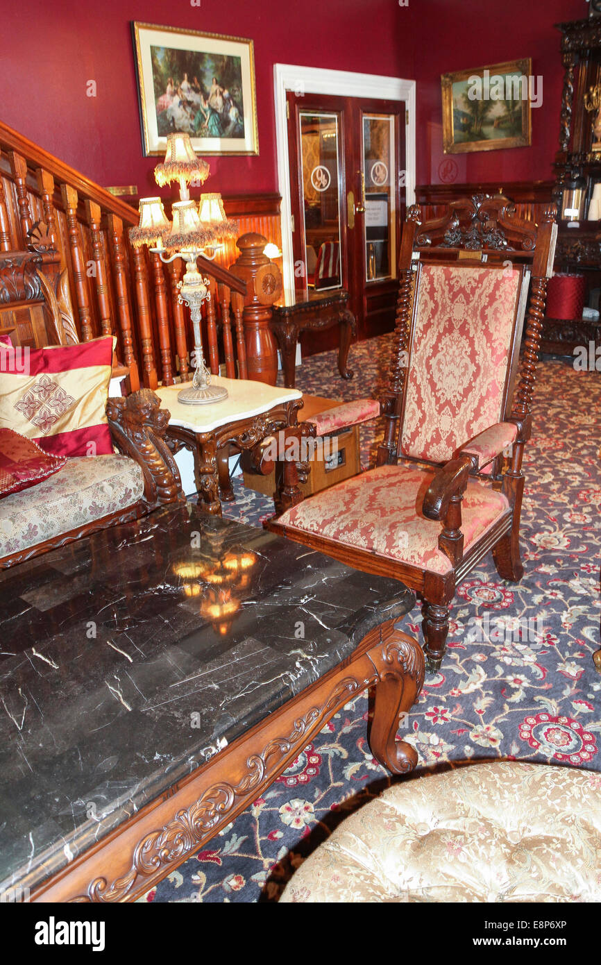 Lobby des Queen Anne Hotel, untere Pacific Heights, San Francisco, Kalifornien, USA, Nordamerika Stockfoto