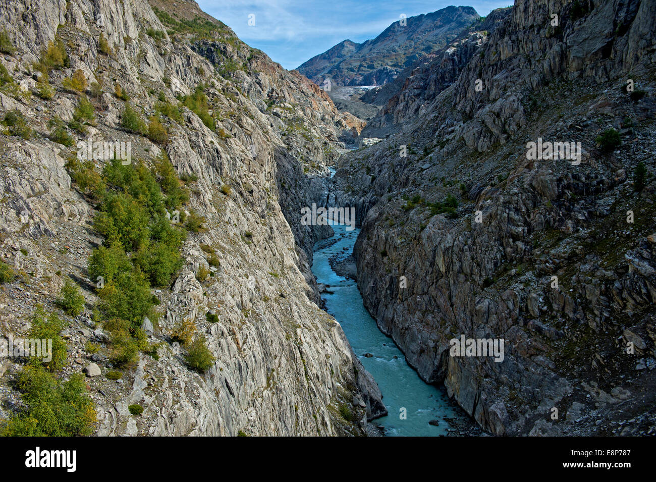 Blick in die massaschlucht Canyon, Tourismus Region Belalp, Wallis, Schweiz Stockfoto