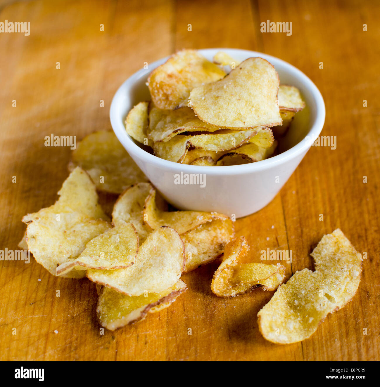 Kartoffel-Chips-Schüssel Stockfoto