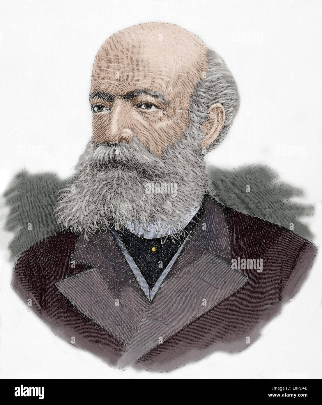 Friedrich August Kekule von Stradonitz (1829-1896). Deutscher Chemiker. Kupferstich, 19. Jahrhundert. Farbige. Stockfoto