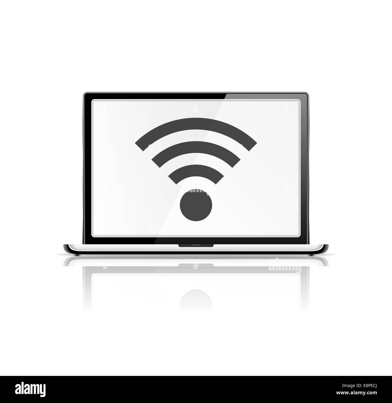 Wi-Fi-Symbol auf dem Bildschirm des Laptops Stockfoto