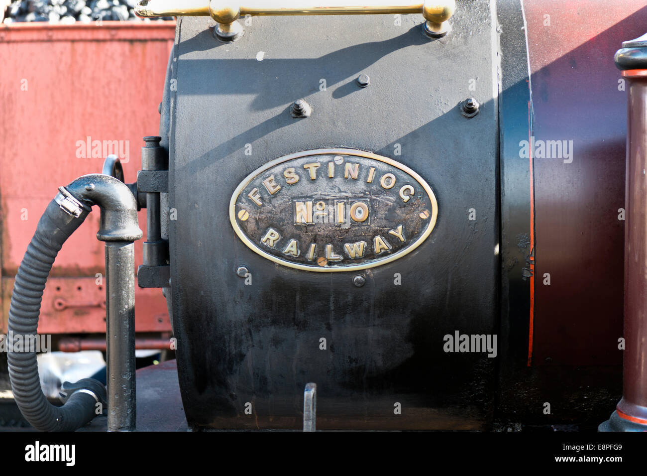 Merddin Emrys Dampfmaschine Porthmadog Bahnhof North Wales Uk Schmalspurbahn welsh Highland Festiniog Stockfoto