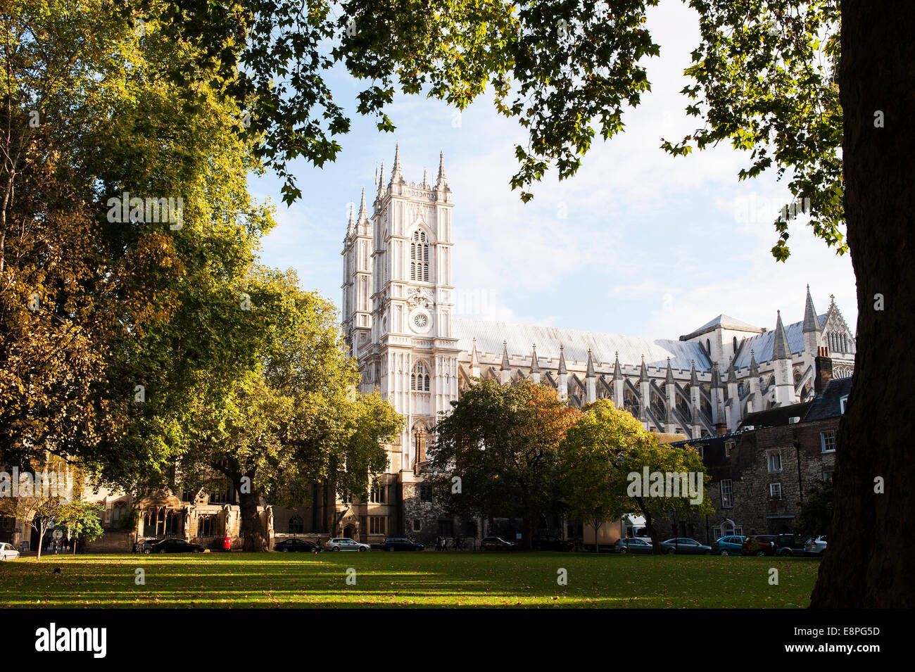 Westminster Abbey in London im Herbst Stockfoto