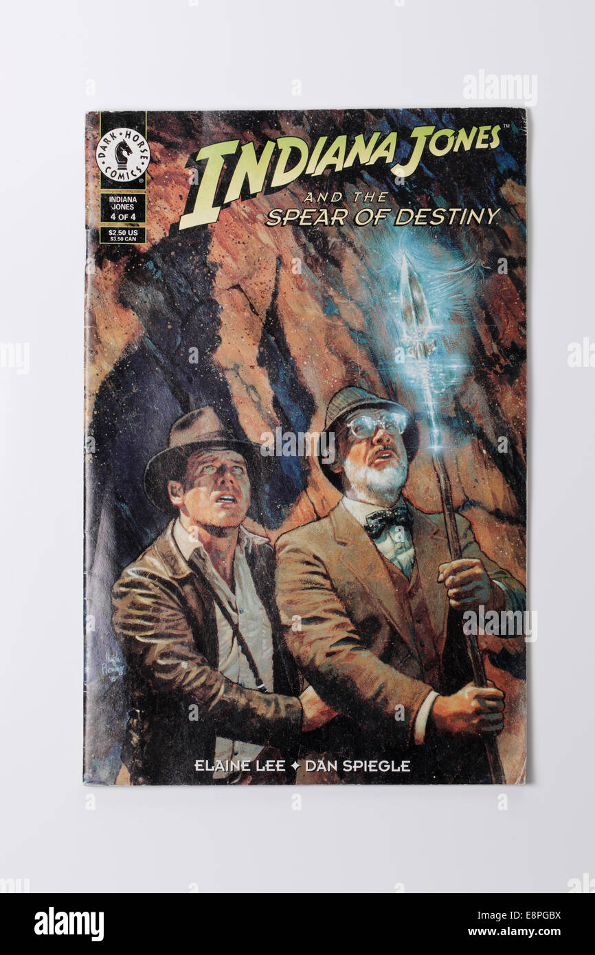 Indiana Jones and The Spear of Destiny ist ein vier-Thema Comic-Mini-Serie herausgegeben von Dark Horse Comics von April bis Juli Stockfoto