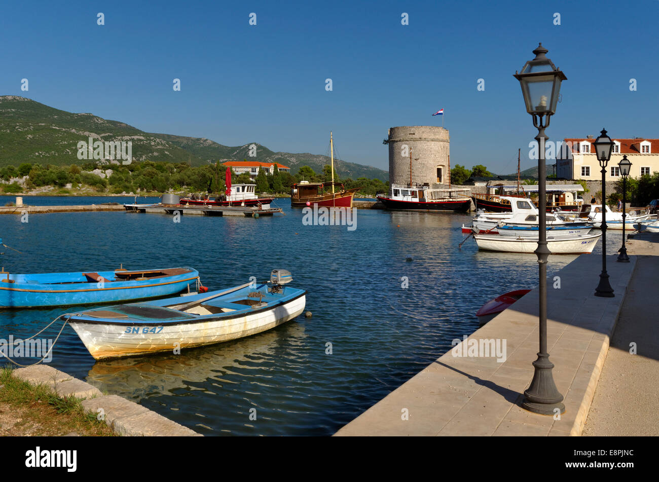 Hafen von Mali Ston, Kroatien. Stockfoto