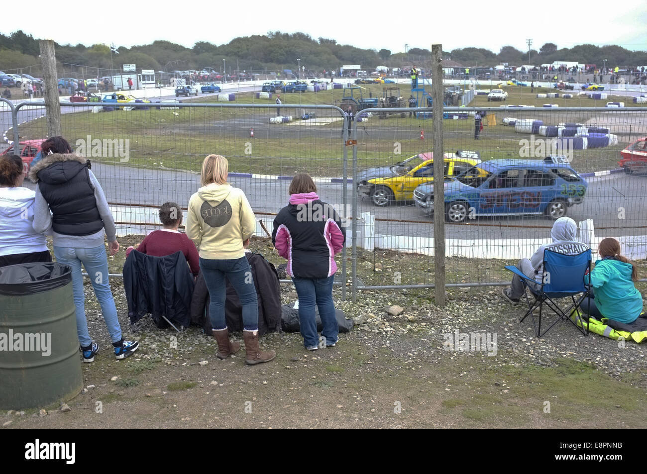 Stock Car und Banger racing bei United Downs Raceway, St Day, Cornwall Stockfoto