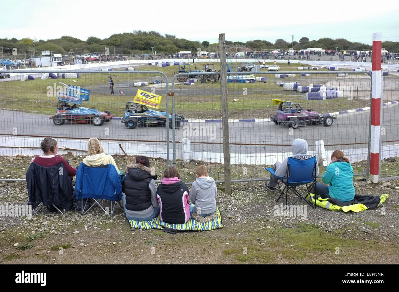 Stock Car und Banger racing bei United Downs Raceway, St Day, Cornwall Stockfoto