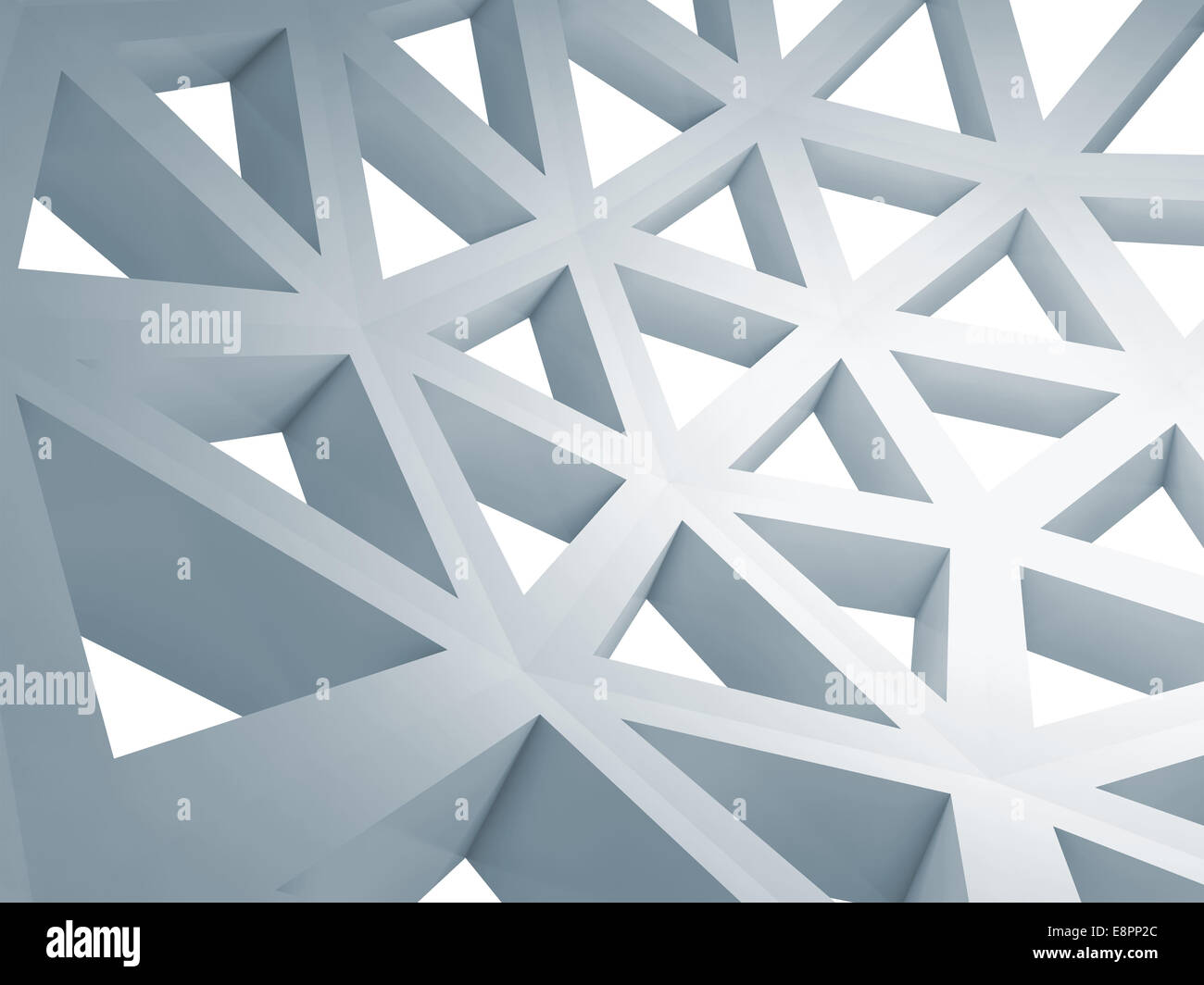 Abstrakte 3D-Hintergrund mit blauen Dreieck Draht Bau Stockfoto