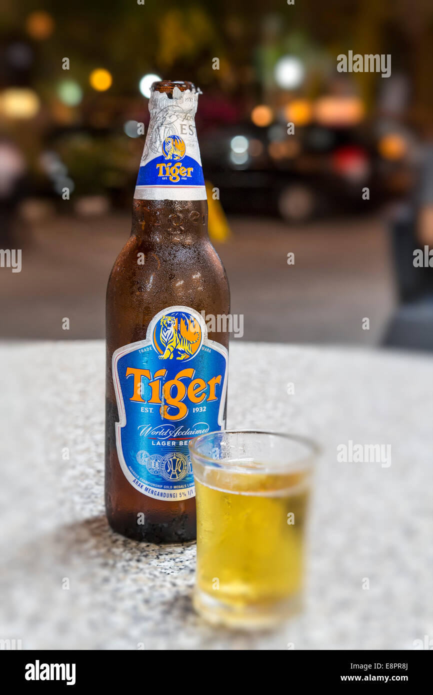 Lokalen malaysischen Tiger Lagerbier, Miri, Malaysia Stockfoto