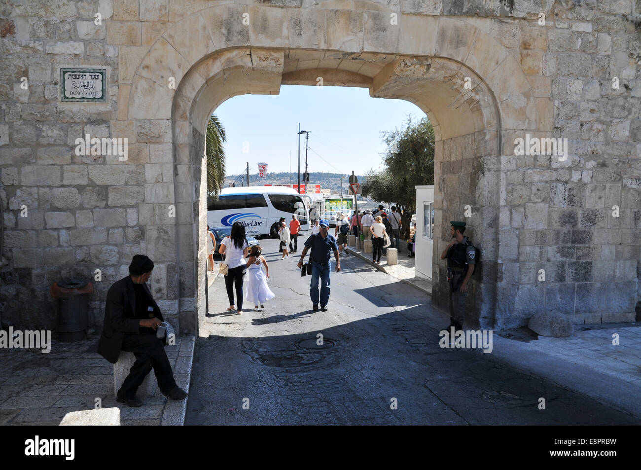 Israel, Jerusalem, The Dung Altpörtel (auch bekannt als Sha'ar Ha'ashpot, Tor von Silwan Mograbi Gate) Stockfoto