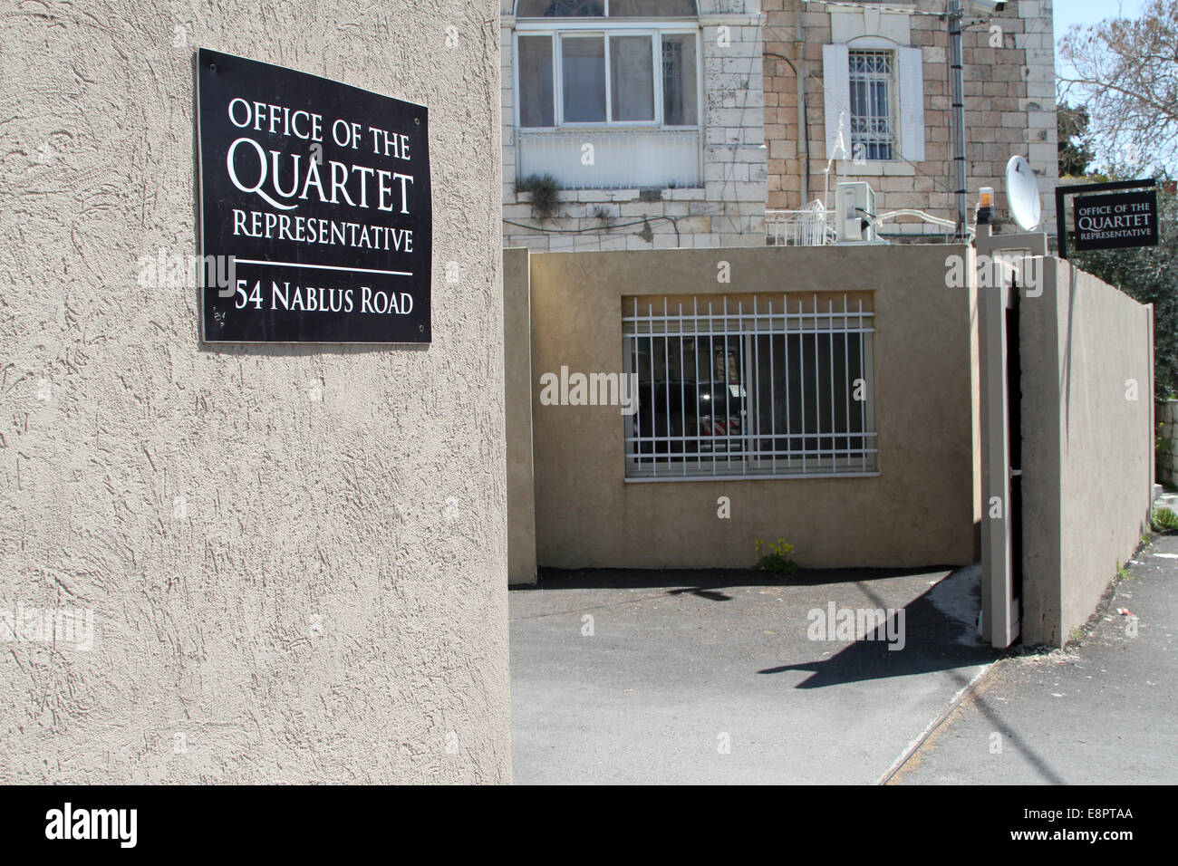 Büro des Quartetts auf Nablus Road, Ost-Jerusalem Stockfoto
