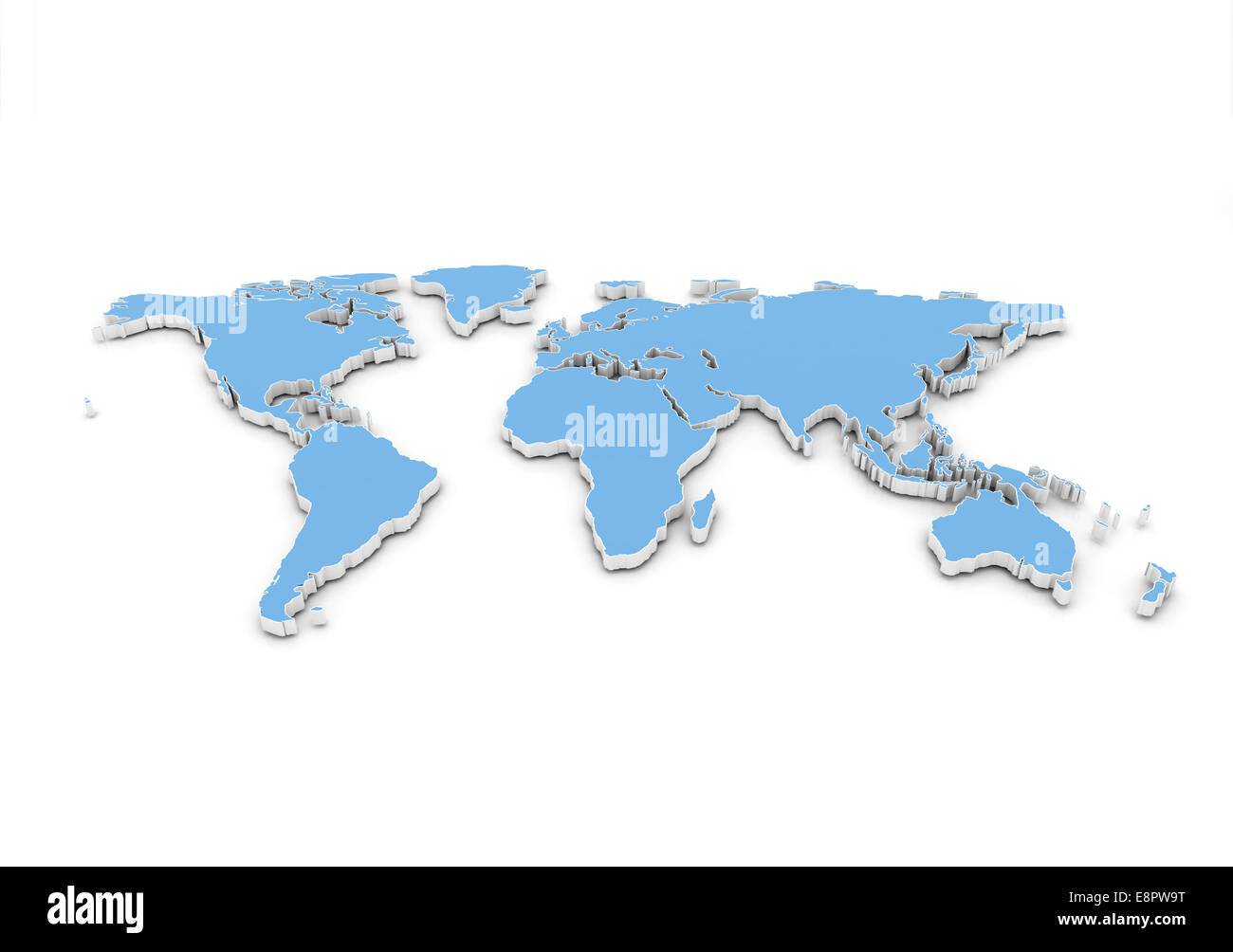 Weltkarte Blue 3D-Illustration Stockfoto