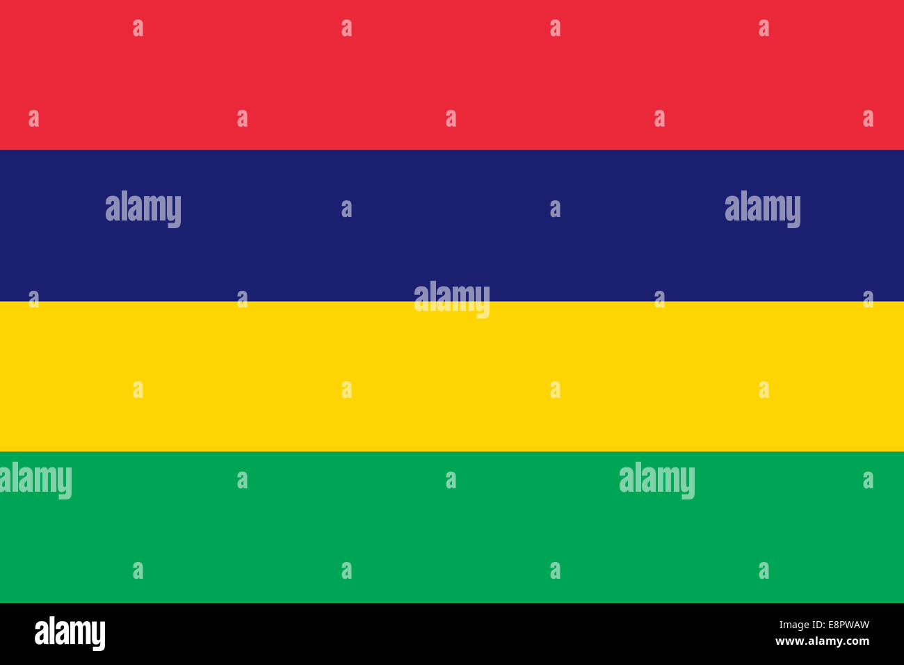 Flagge von Mauritius - Standardverhältnis der Flagge von Mauritius - True RGB-Farbmodus Stockfoto