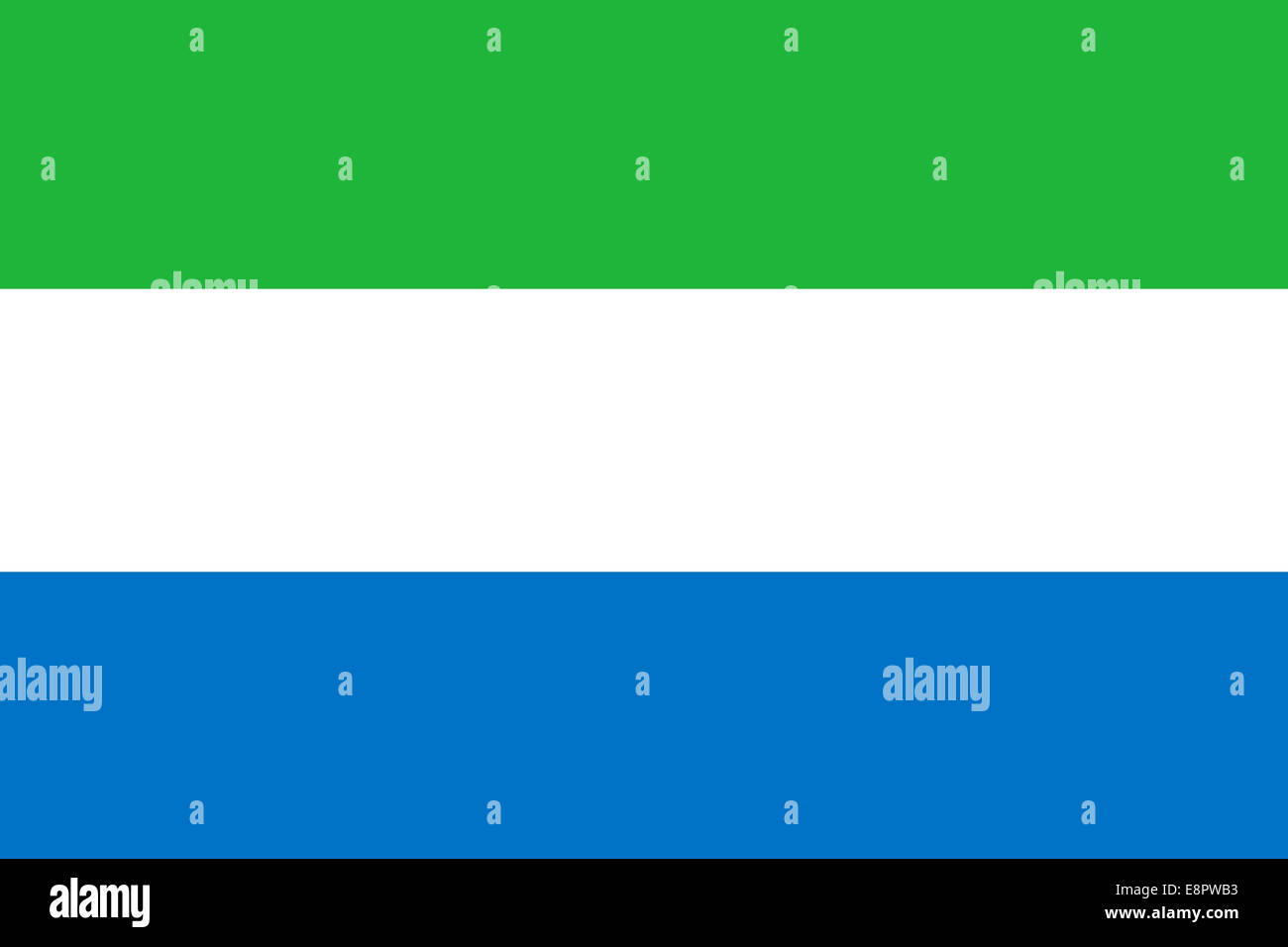 Flagge von Sierra Leone - Sierra Leone Flaggenstandardverhältnis - True RGB-Farbmodus Stockfoto