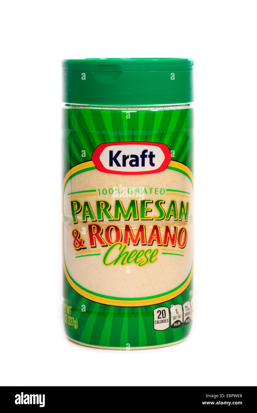 Kraft 100 % geriebener Parmesan & Romano Käse Stockfoto