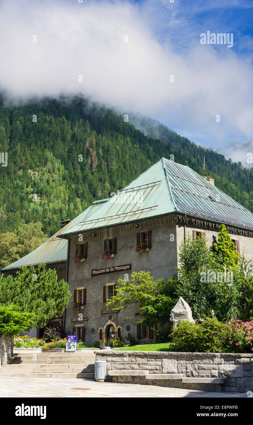 Maison De La Montagne das HQ der Mountain Guides Guild in Chamonix, Französische Alpen, Frankreich Stockfoto