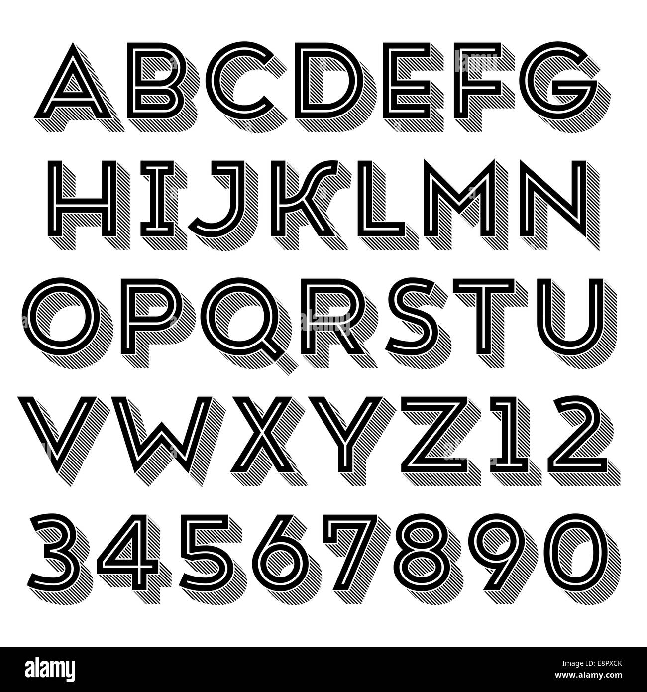 Handgemachte sans-Serif Schriftkegel. Fettdruck 3d extrudiert. Raster-Version. Stockfoto