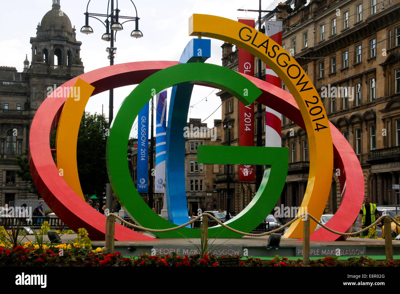 Big G Commonwealth Games Logo Skulptur George Square Glasgow Stockfoto